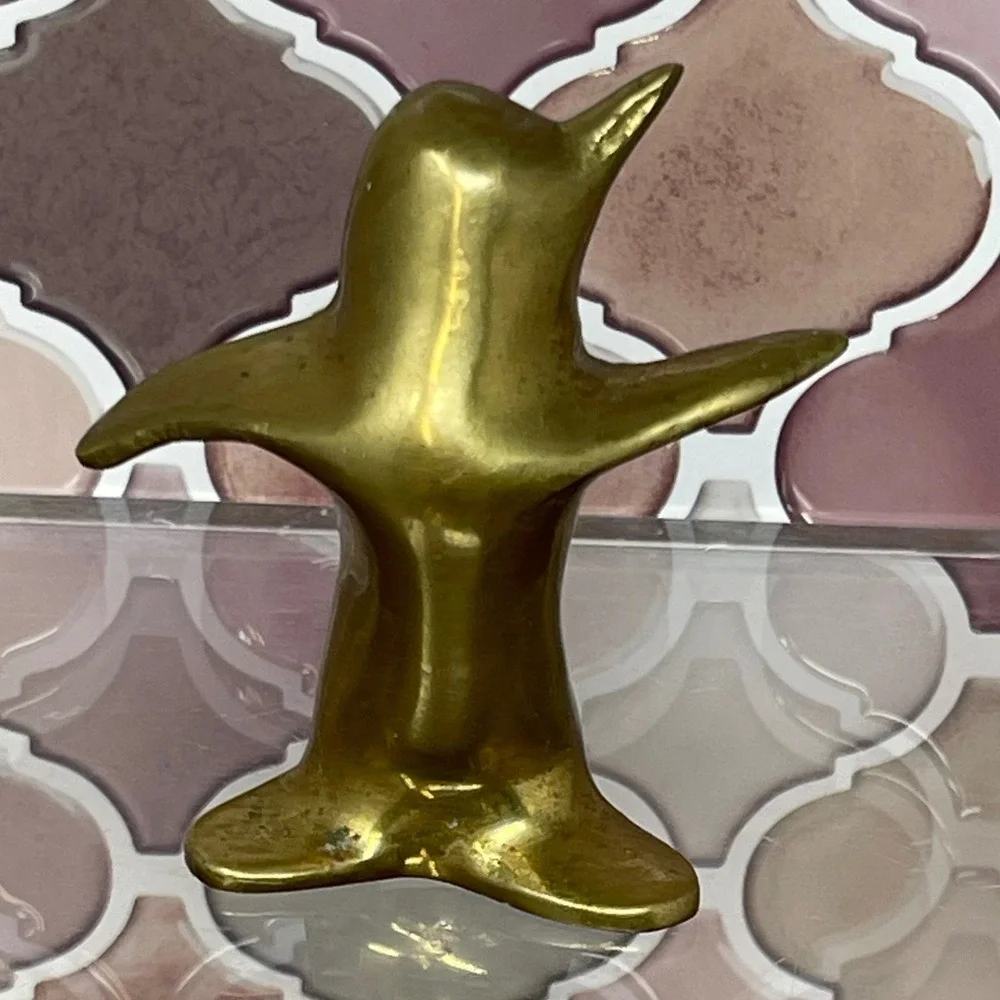 Vintage Brass‎ Penguin Figurine Abstract Mid Century Modern Decor